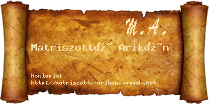 Matriszottó Arikán névjegykártya